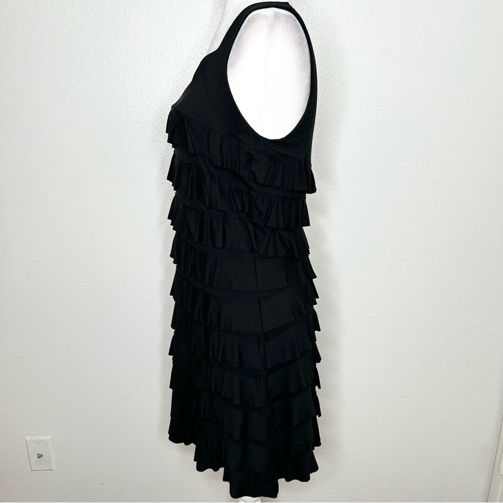 Express Womens Black Sleeveless Tiered Mini Bodycon Dress Scoop Neck Size M LBD - Picture 4 of 9